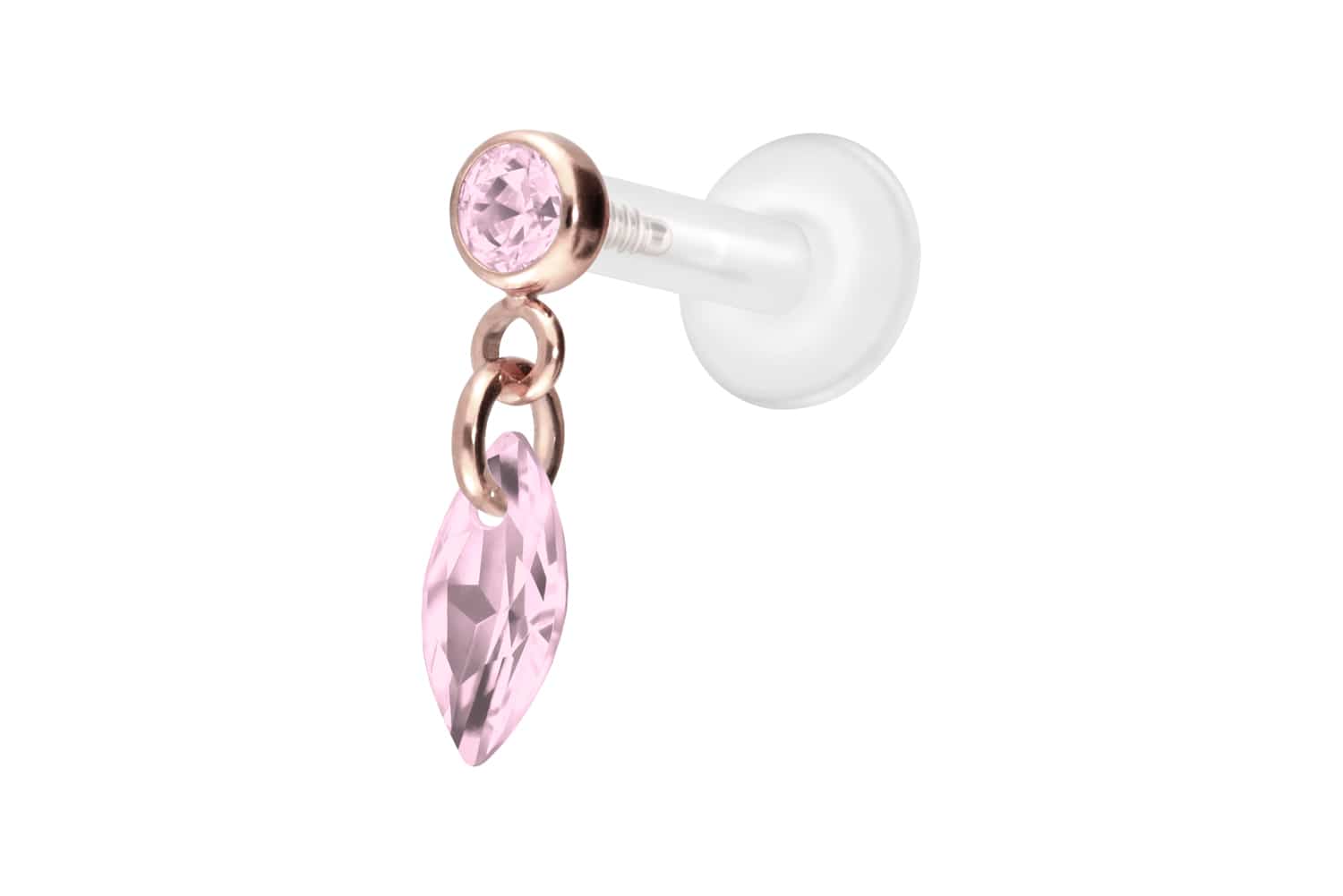 PTFE Labret Piercing mit Innengewinde + Titan-Aufsatz KRISTALLOVAL